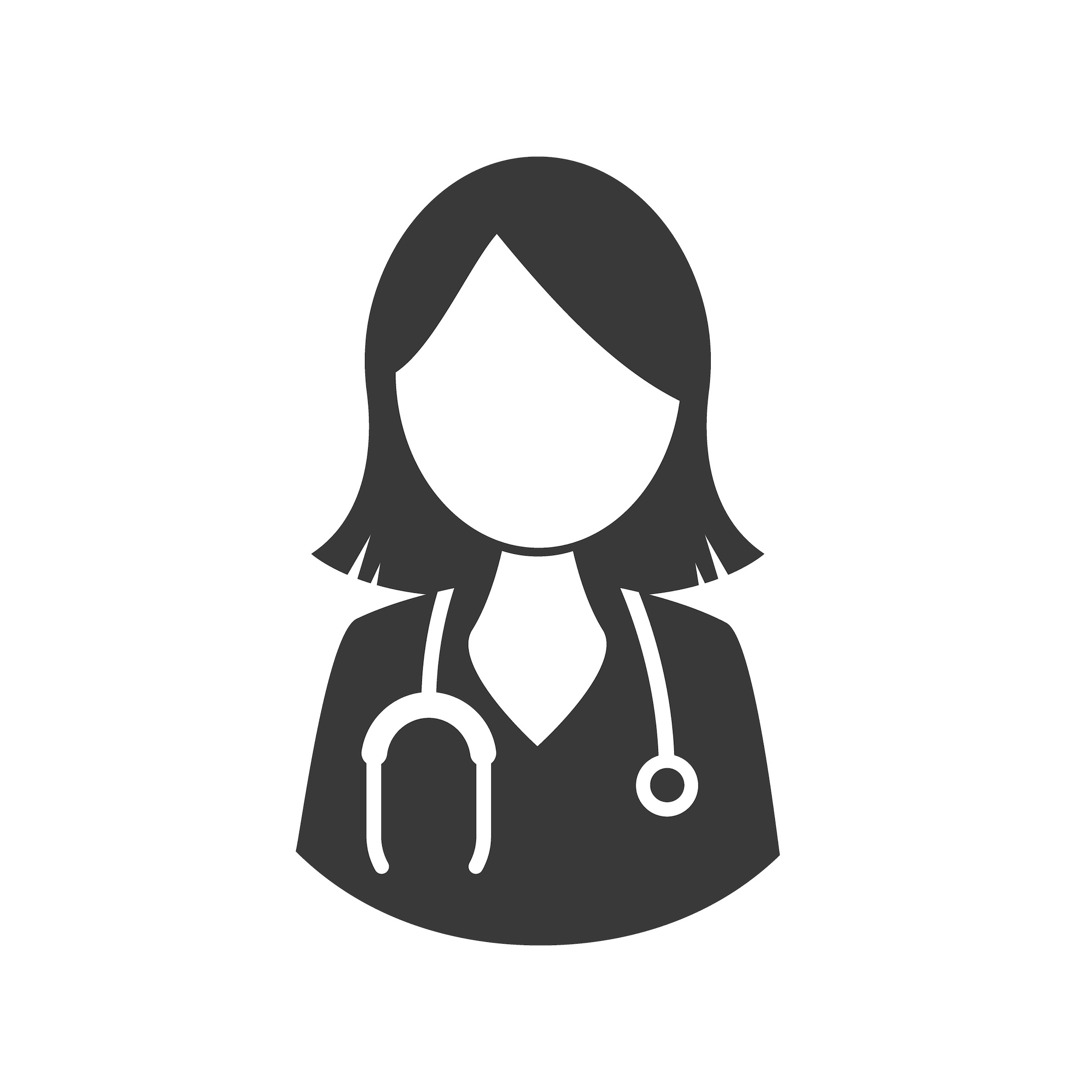 Female doctor icon female doctor with stethoscope around his neck. vector medical symbol